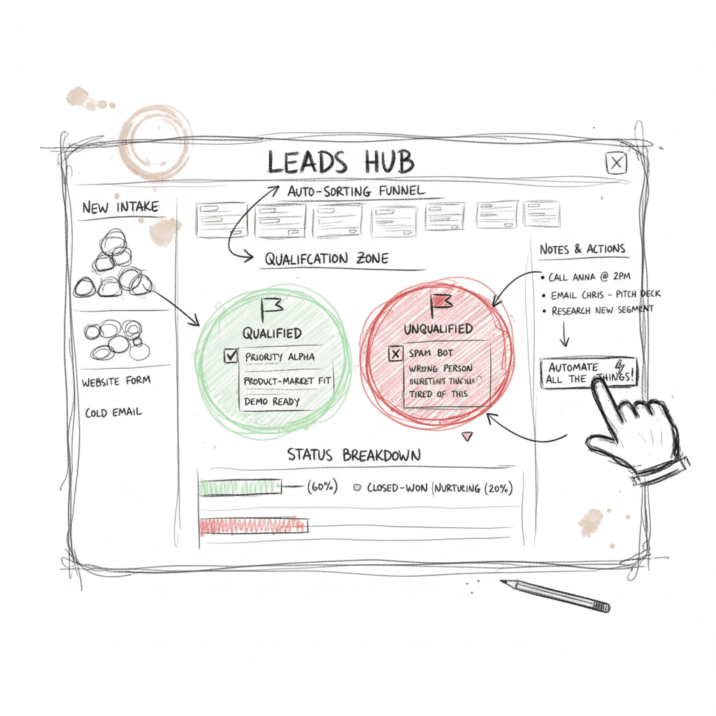 Interact leads dashboard showing lead qualification and organization