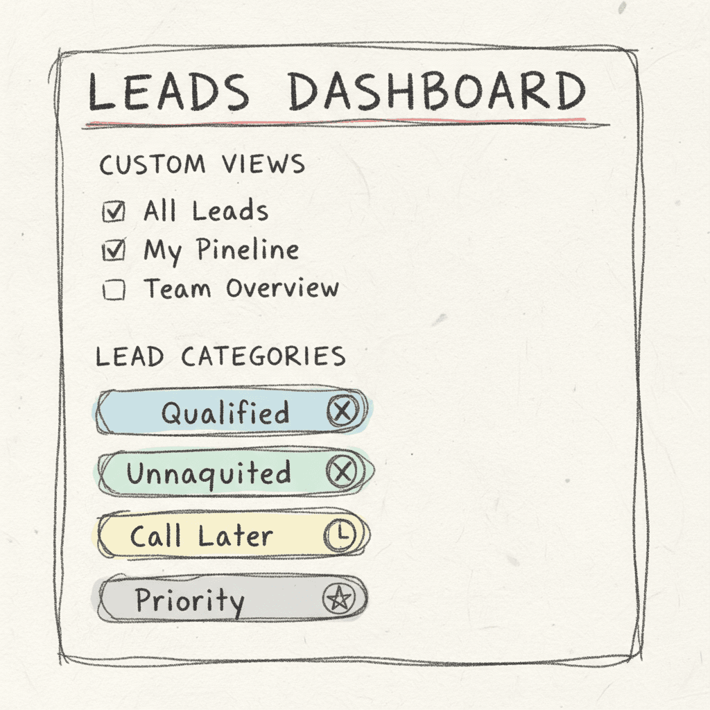 Leads dashboard sidebar